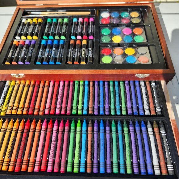 NEW LARGE Wood Box Art Kit Painting Drawing Supplies Set School Storage Box Org - Picture 2 of 16